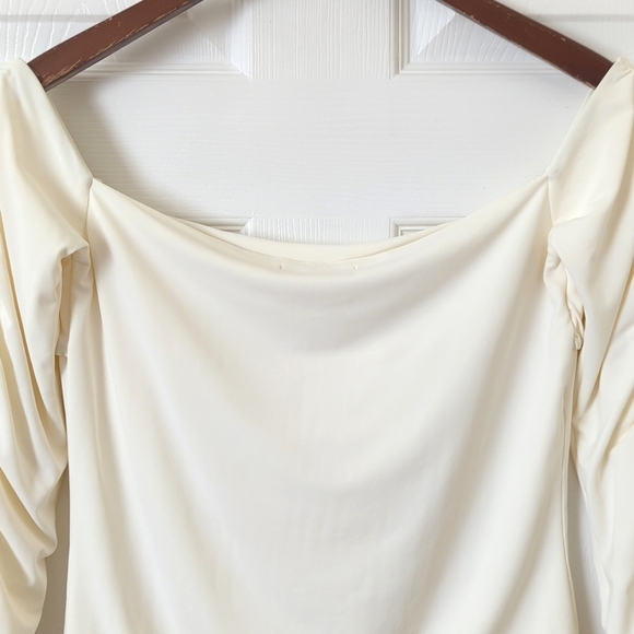 Catherine Malandrino Y2K Vintage Ruched Off The Shoulder Long Sleeve Cropped Top - Picture 10 of 10